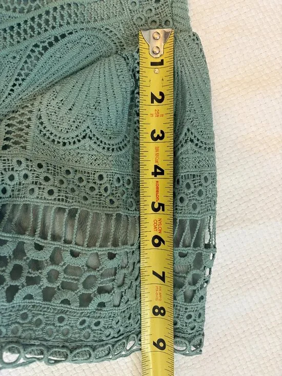 Sage Green Eyelet Lace Modest Maxi Dress - Picture 8 of 13